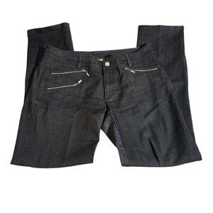 ST. JOHN YELLOW LABEL Black Denim Jeans Zippers Sz 6